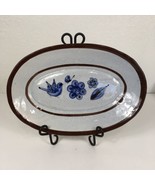 13.5&quot; Oval Serving Platter Mexico Brown Blue Bird Butterfly Flowers Leaf... - £26.01 GBP