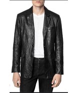 Zadig &amp; Voltaire Valfried Crinkle Leather Blazer Unisex Jacket $798, Sz ... - €427,89 EUR