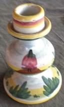 Vintage Terracotta Pottery Candlestick Holders- Vgc - Peru - Hand Painted Design - £21.35 GBP