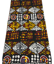 Red, Yellow, Black, and White Mix of African Fabric Cambric Wax - £26.31 GBP
