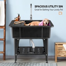 Utility Sink Laundry Tub for Washing Room with Cold and Hot Faucet for K... - $146.99