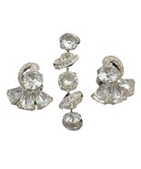 Vintage Art Deco Silvertone and Crystal Bracelet Matching Clip-on Earrings - £77.07 GBP