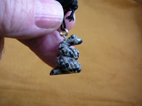 (an-snake-9) COILED SNAKE SPOTTED carving Pendant NECKLACE FIGURINE - $7.70