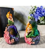 Nautical Mermaid Mergirl Sitting By LED Light Geode Crystal Cave Figurin... - $560.96 MXN