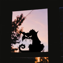 Vinyl Wall Art Decal - Angry Black Cat - Halloween Decor - £27.59 GBP