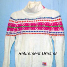 MUDD NEW Girls M L Ski Turtleneck Sweater Nordic Designs Winter White Hot Pink - £13.43 GBP