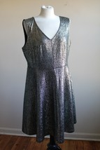 Torrid 1 Sleeveless Foiled Textured Sparkle V-Neck Fit Flare Skater Dress - $39.90