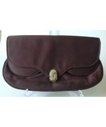 Vintage Garay Brown Rayon Clutch Purse Handbag w Rhinestone Clasp Evenin... - £19.12 GBP