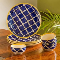 Moroccan Handpainted Ceramic PlatesDinner Plates 8 Pieces Set - £61.41 GBP