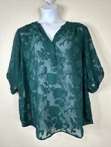 NWT Torrid Womens Plus Size 3 (3X) Sheer Green Floral V-neck Top 3/4 Sleeve - £22.20 GBP