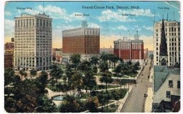 Michigan Postcard Detroit Grand Circus Park Whitney Statler Fyfe Tuller - £1.68 GBP