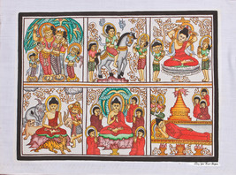 Original Burma Sand Painting - The Life of Buddha. Scenes from the Jatak... - $49.00