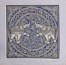Original Burma Sand Painting - Elephants - 40.5cm x 40.5cm  / 15.5&quot; x 15.5&quot; - £39.16 GBP