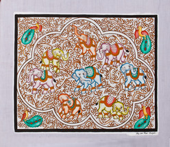 Original Burma Sand Painting - Elephants - 43.5cm x 35cm  / 16.5&quot; x 13.5&quot; - $45.00