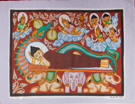 Original Burma Sand Painting - Reclining Buddha. Nirvana  - 50cm x 38.5c... - $55.00