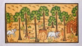 Original Burma Sand Painting - Village Life  - 79cm x 43cm  / 31&quot; x 16.5&quot; - $75.00