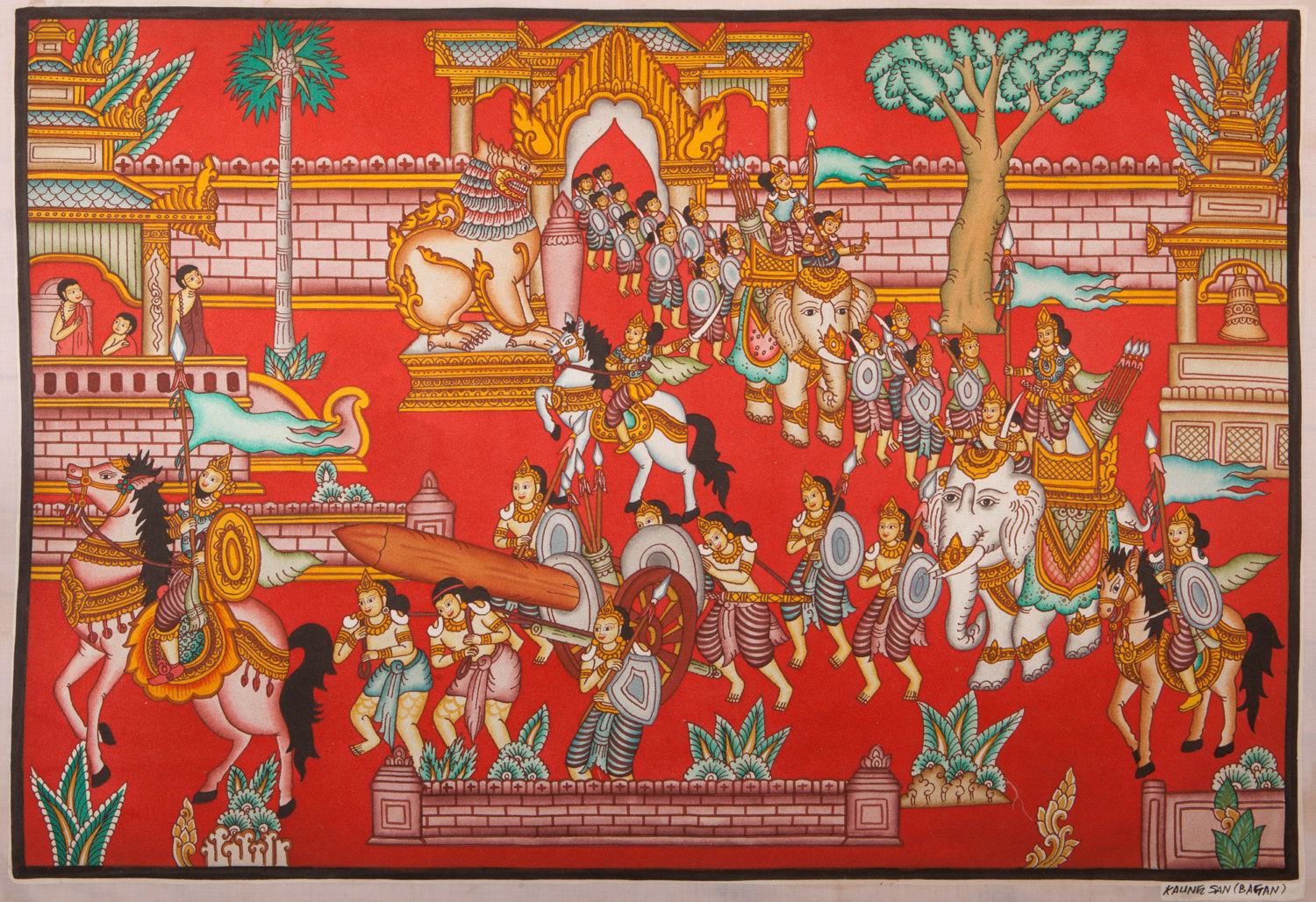 Primary image for Original Burma Sand Painting - The Triumphal March - Scenes from the Jataka  - 8