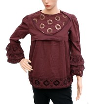 Isabel Marant Women Cut Out Embroidered Laced Cotton Blouse Tunic Top S 2 - £55.08 GBP