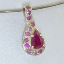 Pendant Natural Red Ruby 7x5 Pear Pink Sapphire Silver Ladies Ribbon Design 329 - £162.91 GBP