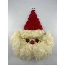 Vintage Macrame Santa Claus Head Red White Hanging Beads Christmas Holid... - £13.87 GBP