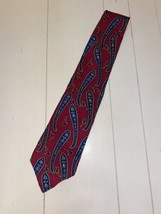 Michael David Tie 100% silk paisley maroon Blue gold tie Vintage Men - £7.07 GBP