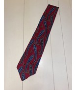 Michael David Tie 100% silk paisley maroon Blue gold tie Vintage Men - $12.29 CAD