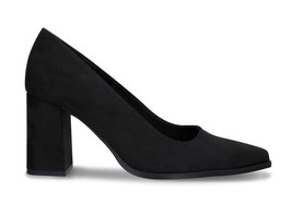 Zapatos de tacón veganos de mujer efecto ante negro en punta forro trans... - $124.96