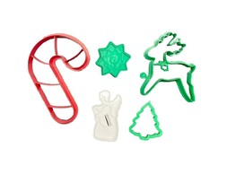 Christmas Cookie Cutters Red Candy Cane Green Tree Deer Star White Angel - $4.39