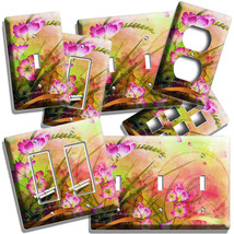 ABSTRACT ART WILD PINK FLOWERS LIGHT SWITCH OUTLET WALL PLATES FLORAL RO... - $17.09+