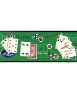 Green Table Playing Cards Poker Chips Norwall Wallpaper Border 75478 - £13.01 GBP