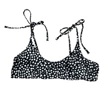 Zaful Spotted Polka Dot Bikini Top Size L Black White Tie Shoulders NWOT - $9.89
