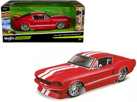 1967 Ford Mustang GT Red w White Stripes Classic Muscle Maisto Design Series 1/2 - £30.56 GBP