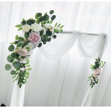Elegant Silk Rose Wedding Arch Decor - Set of 2 - £46.71 GBP