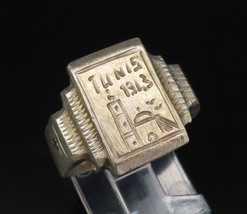 925 Sterling Silver - Vintage Africa 1913 Engraved Tower Ring Sz 8.5 - RG25739 - £53.05 GBP