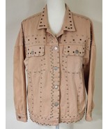 Bibi Peach (Pink) Studded Denim Jacket Sz Med NEW - £32.76 GBP