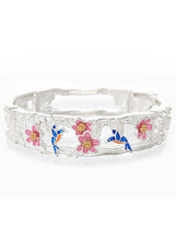 Hummingbird flower bangle bracelet - £11.71 GBP