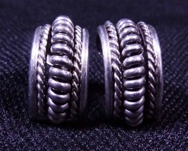 Vintage Navajo Coil &amp; Rope Design Sterling Silver Hoop Earrings, RARE!!! - $54.00