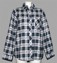 VTG Haband Flannel Plaid Paisley L/S Flannel Pocket Shirt Blouse Wm&#39;s L/... - $22.99