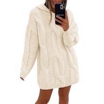 Oversized Sweaters For Women Hoodie Dress Cable Knit Mini Sweater Dress Y2K Plai - £31.92 GBP