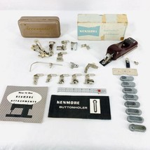 Vintage Greist Sewing Machine Accessories &amp; Attachments Feet Ruffler Bin... - £18.32 GBP