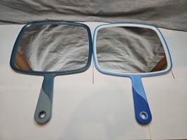 Lot of 2 Hand Mirrors 8'' x 7'' Mirror 4.5'' Handle Blue/Light Blue - $14.24