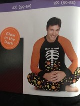 Halloween Men Pajama Set - Glow In The Dark Size 2X (50-52) Pants Shirt Pair - £11.16 GBP