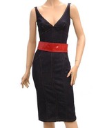 D&amp;G Womens Knee Length Dress Dark Denim Blue Cotton, 38, Blue - $291.56