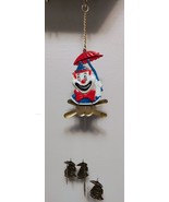 Vintage Clown Wind Chime with umbrella Metal Double sided face - €21,25 EUR