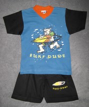 BOYS 3-4 Years of Age -- Surf Dude Aqua, Black &amp; Orange PJs PAJAMAS - £5.59 GBP