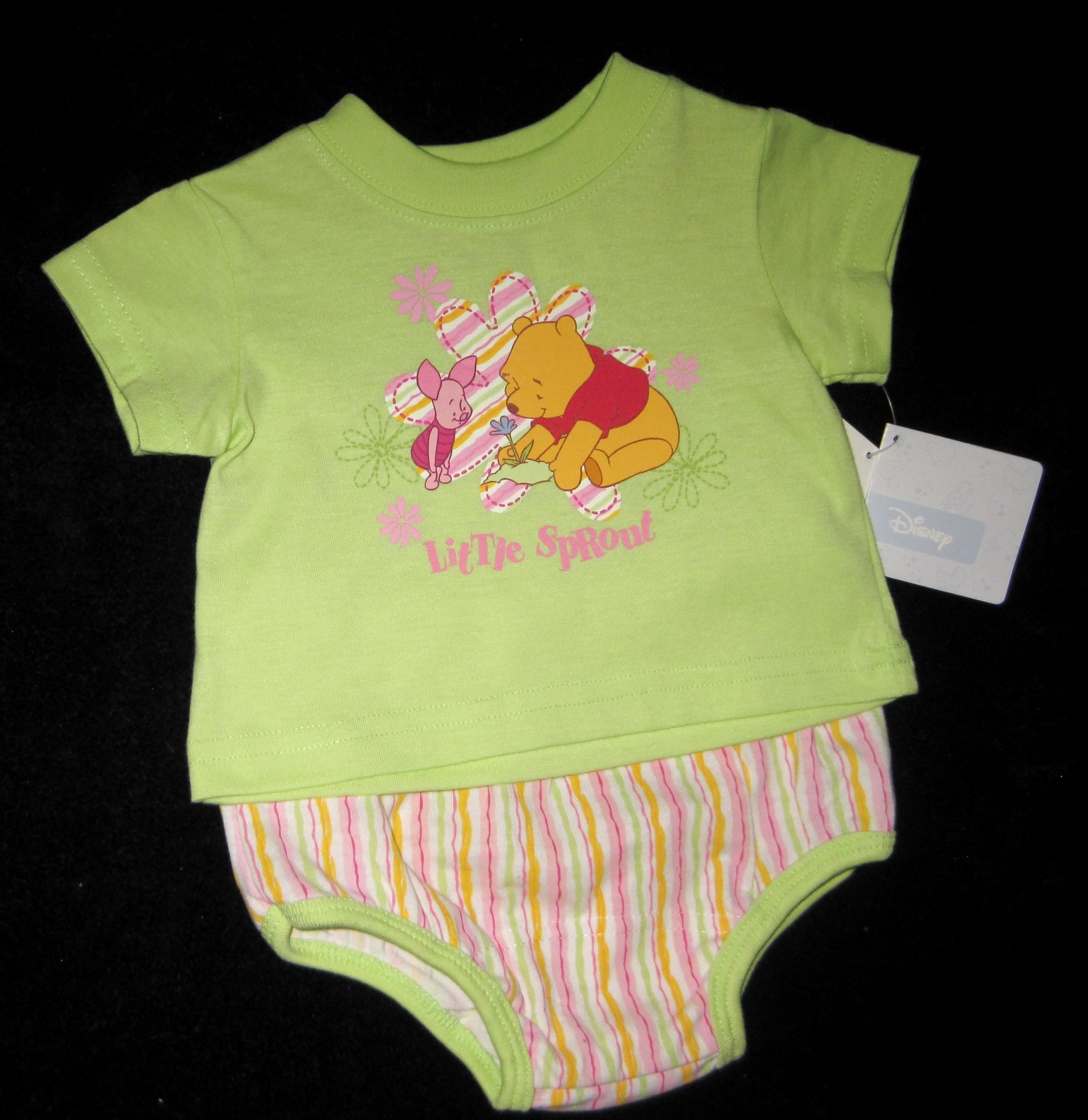 GIRLS 6-9 MONTHS - Disney - Winnie the Pooh & Sprout Green & Pink DIAPER SET - $9.00