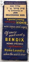 Matchbook Cover Bendix Automatic Home Laundry Good Housekeeping Shop Red... - £2.38 GBP