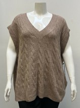 Devoted Plus Women&#39;s Cable-Knit Sweater Vest Top Taupe Melange 4X NWT - £16.08 GBP