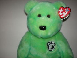 TY Beanie Buddy Kicks Green Soccer Bear New MWMT Collectors Quality Retired Rare - £7.55 GBP