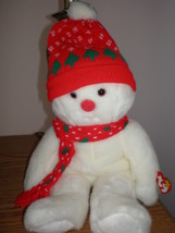MWMT Rare TY Beanie Buddy Snowboy Bear XMAS Colors Pristine White  15&quot; - £7.55 GBP